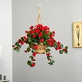 thumbnail image 3 of Nearly Natural Decorative Plastic Artificial Geranium Hanging Basket, Red, 3 of 5