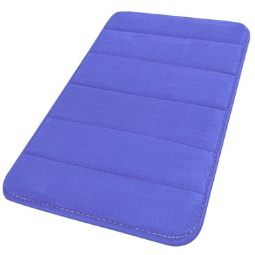 Unique Bargains Solid Contemporary Memory Foam Bath Rug Blue 24"x16"