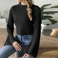 thumbnail image 5 of hotojiny Womens Fall Cropped Sweaters Mock Neck Casual Pullover Tops Long Sleeve loose Ribbed Knit Sweater, 5 of 6