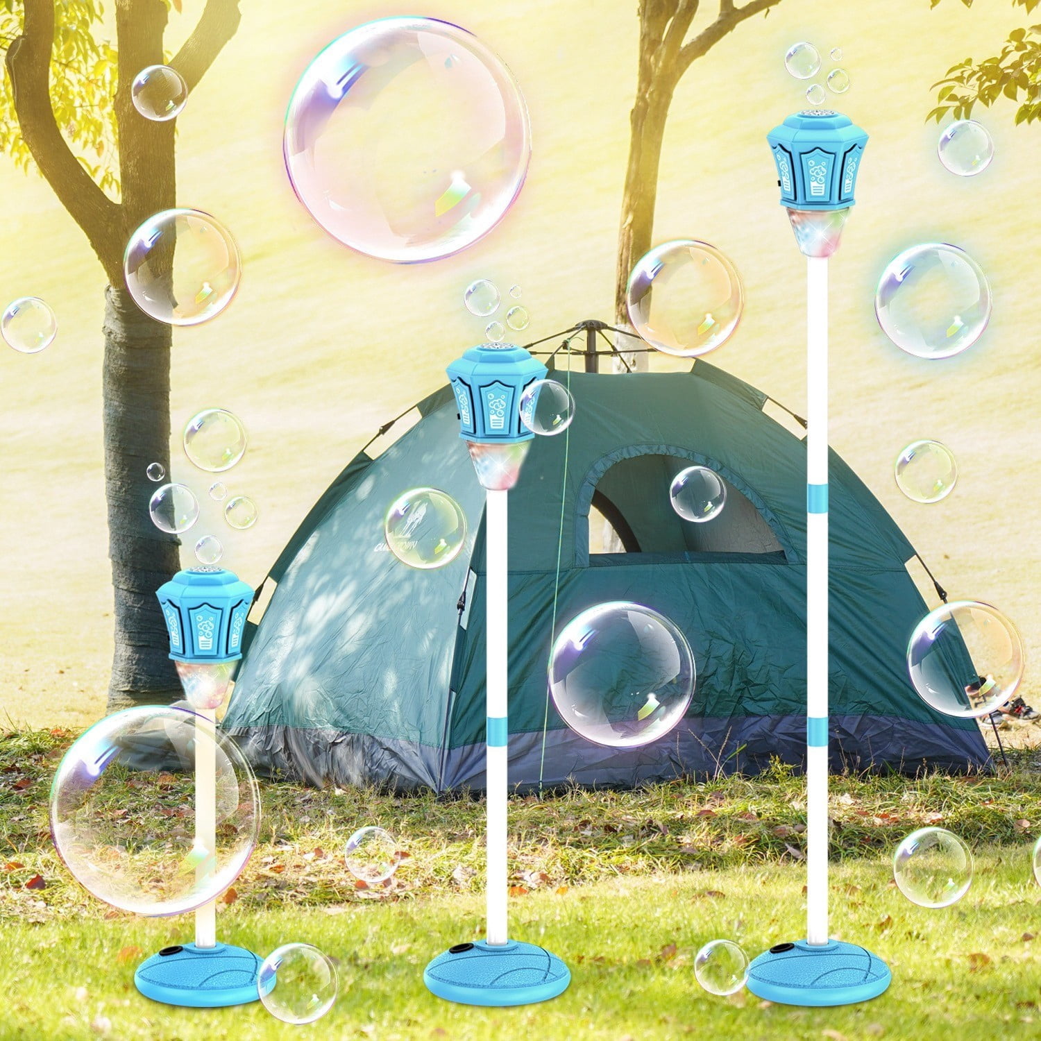 BBilaBu Bubble Machine, 47Inch Rechargeable Automatic Bubble Maker with Light Music,Adjustable Heights,Bubble Wand for Outdoor Party Wedding