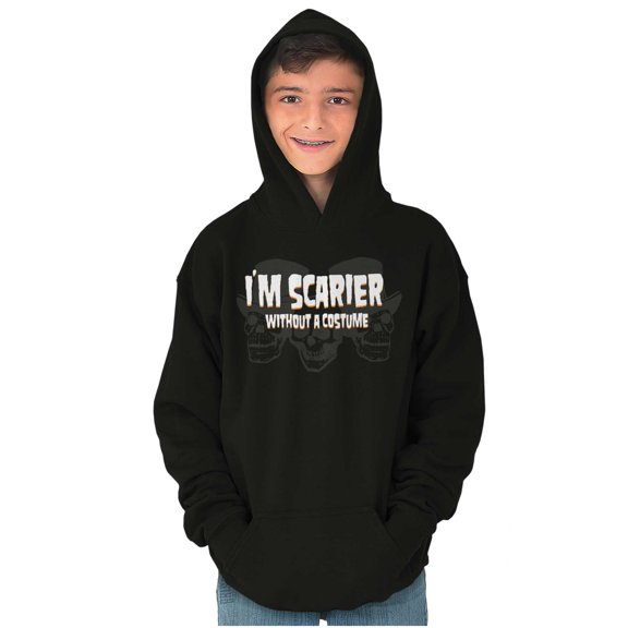 Halloween Scarier Without A Costume Youth Hoodie Boy Girl Teen Brisco Brands XS