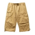 thumbnail image 2 of Honeeladyy Men's Casual Pure Color Outdoors Pocket Beach Work Trouser Cargo Shorts Pant Men Loose Drawstring Elastic Shorts, 2 of 4