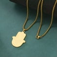 thumbnail image 3 of Fatima's Hand Lotus Pendant Necklace Stainless Steel Amulet Jewelry Gift, 3 of 9