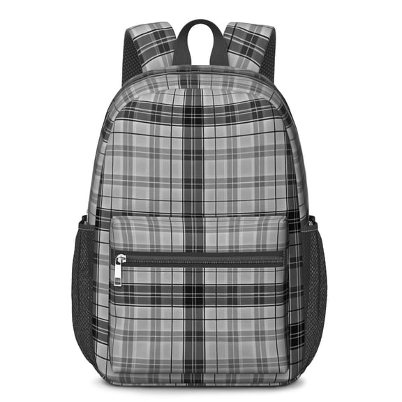 Black and White Checkered Pattern 17" School Backpacks for Teens,Waterproof Oxford Fabric,S-Shape Padded Straps for School,Travel,Hiking,Camping
