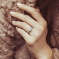 thumbnail image 5 of BERRICLE Sterling Silver Halo Wedding Engagement Rings Cushion Cut Cubic Zirconia CZ Ring Set for Women, Rhodium Plated Size 7.5, 5 of 9
