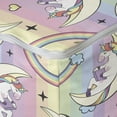 thumbnail image 4 of Rainbow Rectangle Pouf, Bookworm Unicorn Multicolor Striped Background, Under Desk Foot Stool for Living Room Office Ottoman with Cover, 25", Multicolor, by Ambesonne, 4 of 4