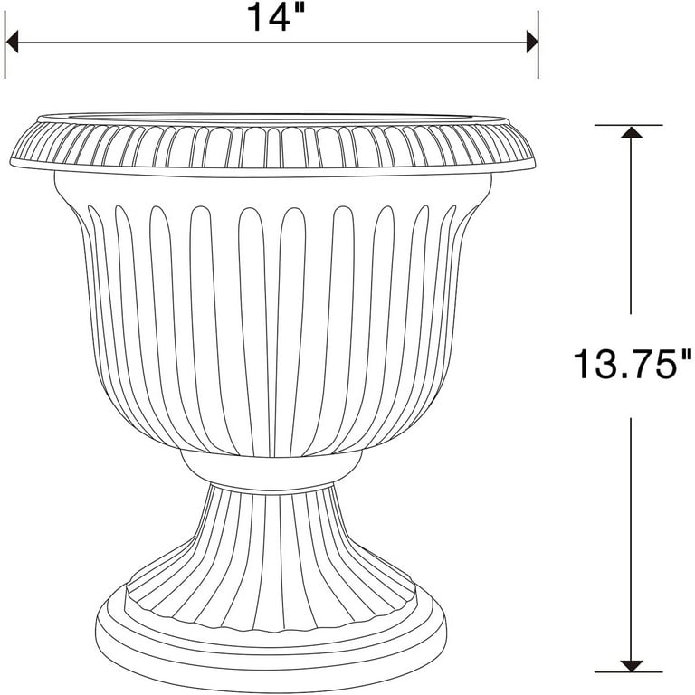 Southern Patio Large 14 In Outdoor Lightweight Resin Utopian Urn Planter, Black Southern Patio Large 14 In Outdoor Lightweight Resin Utopian Urn Planter, Black