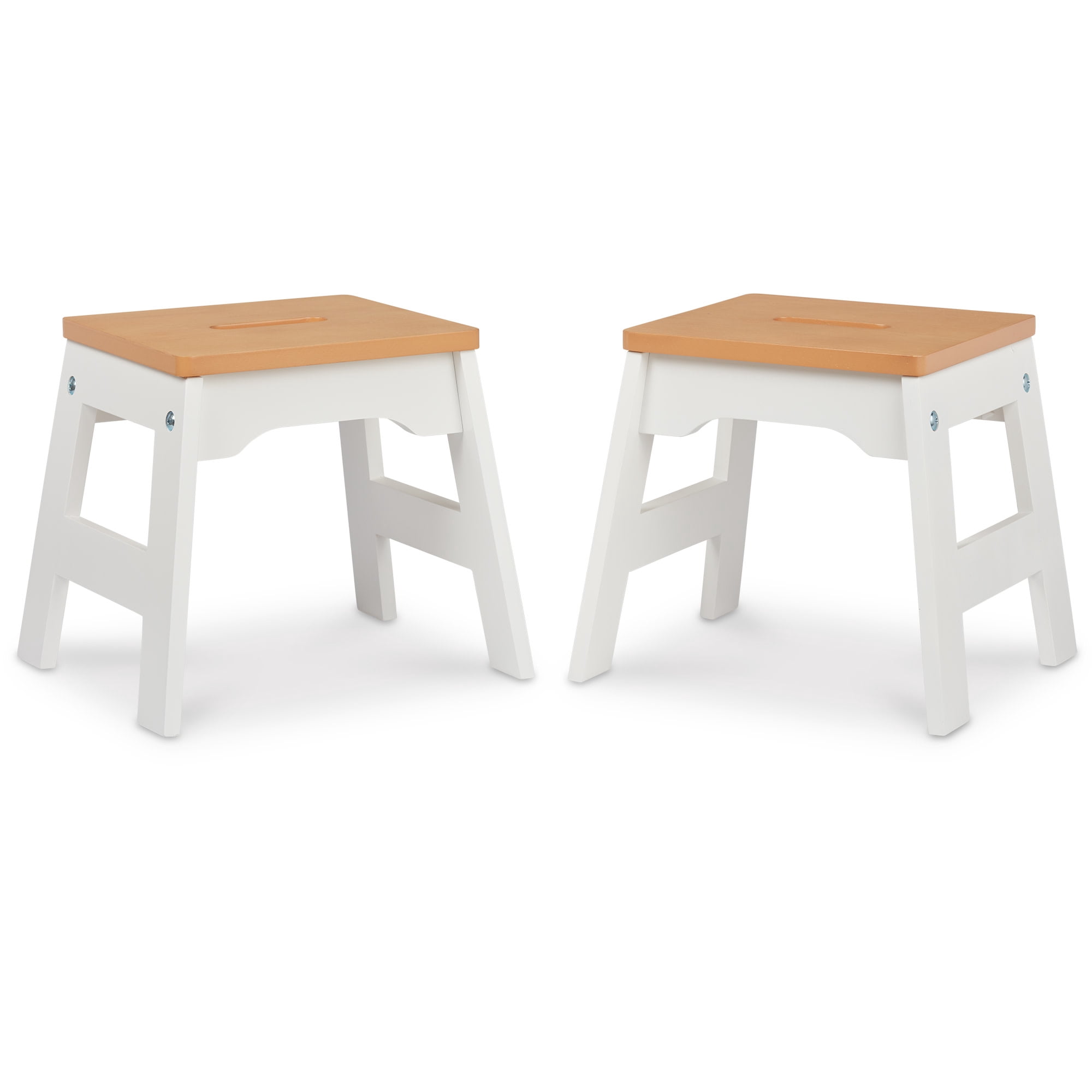 Melissa & Doug Wooden Stools – Set of 2 Stackable, Portable 11-Inch-Tall Stools (Natural/White)