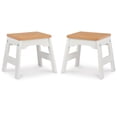 thumbnail image 4 of Melissa & Doug Wooden Stools – Set of 2 Stackable, Portable 11-Inch-Tall Stools (Natural/White), 4 of 5