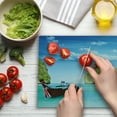 thumbnail image 3 of Landscape Cutting Board, Traditional Longtail Boats at Maya Bay in Thailand Exotic Seascape Image, Decorative Tempered Glass Cutting and Serving Board, Large Size, Multicolor, by Ambesonne, 3 of 5