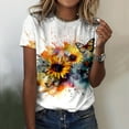 thumbnail image 2 of QHWAUAKFBN T Shirts For Women Trendy Graphic Summer Round Neck Short Sleeve Flower Butterfly Print Tshirts Top, 2 of 4