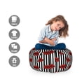 thumbnail image 2 of Abstract Woman Storage Toy Bag Chair, Vertically Aligned Stripe with Lips Feminine Fashion Design, Stuffed Animal Organizer Washable Bag, Small Size, Charcoal Grey Ruby White, by Ambesonne, 2 of 3