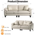 thumbnail image 6 of 83" Couch Premium PU Leather Sofa, Comfy Extra Deep Seat 3 Seater Couch for Living Room, Oversized Loveseat with 2 Pillows, Beige, 6 of 10
