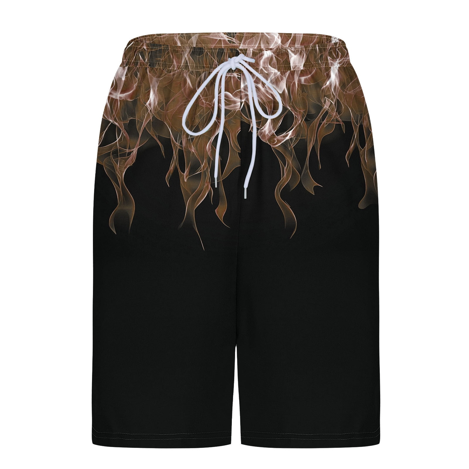 Hvot&aat Mens Fashion flame Print Swim Trunks with Liner Hawaiian Quick Dry Beach Swimwear Elastic Waist Shorts