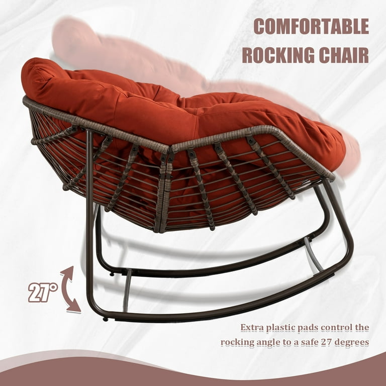 Villeston Oversized Patio Rocking Chair, Indoor Egg Rocker