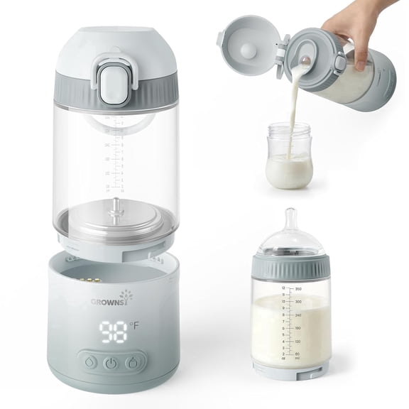 Grownsy Portable Bottle Warmer, Detachable Travel Milk Warmer with Nipple for Direct Feeding, Dual Heating Modes for Breastmilk & Water, Fast Baby Bottle Warmer on the go, Long Battery Life,Baby Stuf