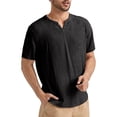 thumbnail image 1 of BOBOGOJP Mens Undershirts Short Sleeve Mock Neck Stretch Slim Fitted Layer Basic Tee Tops (Black,XL), 1 of 4