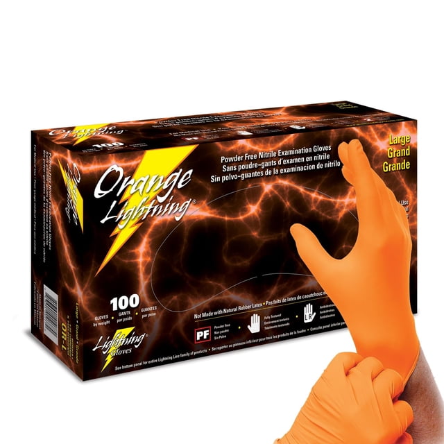 Guantes de examen Atlantic Safety Products Orange Lightning Nitrile