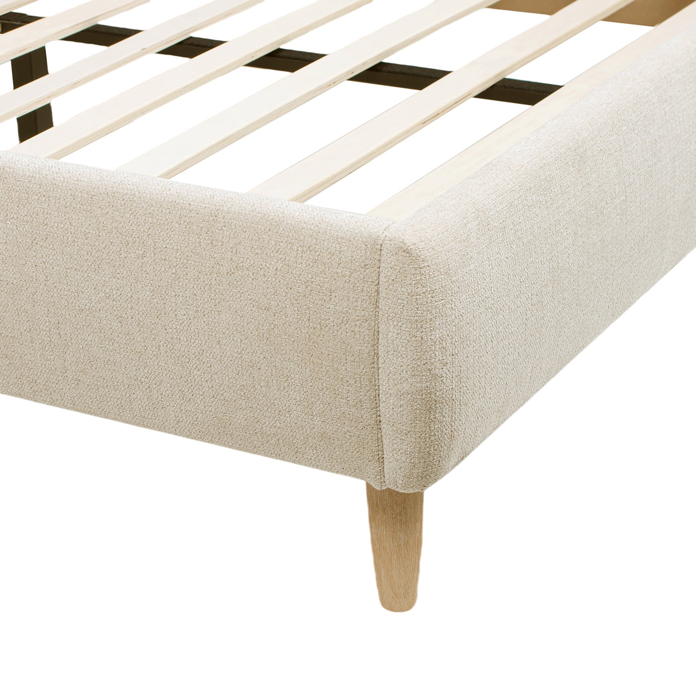Jennifer Taylor Home Roman Curved Headboard Upholstered Platform Bed Queen Oatmeal Light Beige Chenille