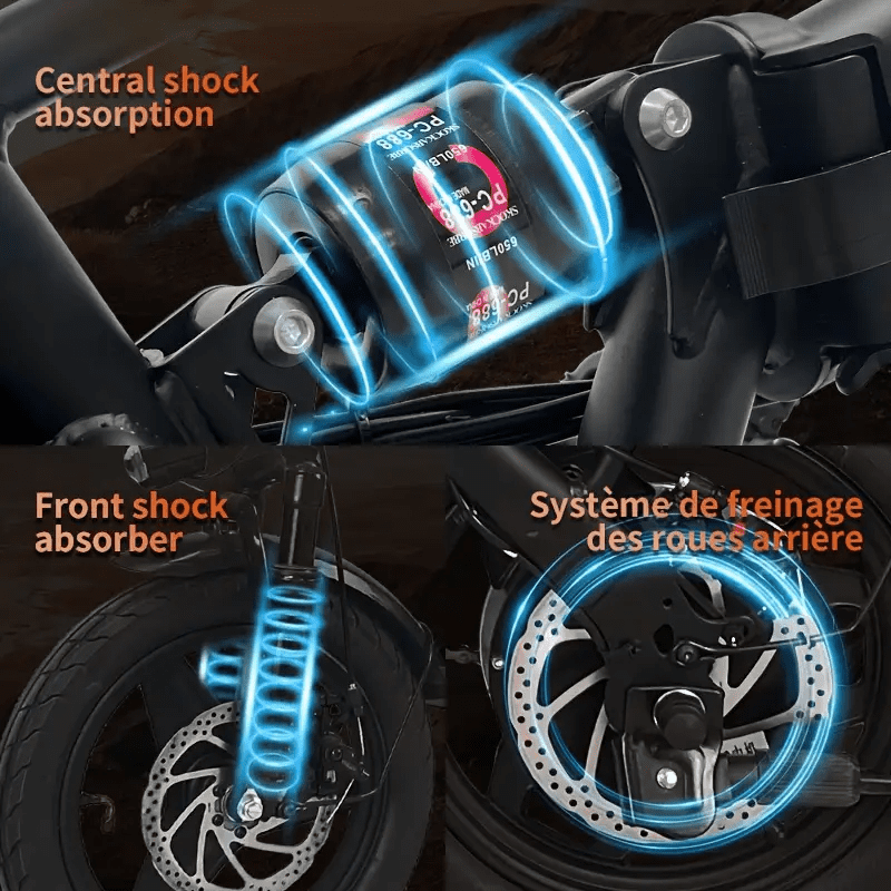 500W 19 mph Adult Folding Electric Bike, Folding Compact Electric Bike, Fat Tire Electric Bike, Portable Electric EBike With Pedals With 48V 10AH Battery, Suitable For Mountain, Beach, Snow Riding