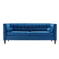 thumbnail image 2 of HomeRoots 473449 Blue Velvet Upholstered Sofa with Bolster Pillows, 2 of 11