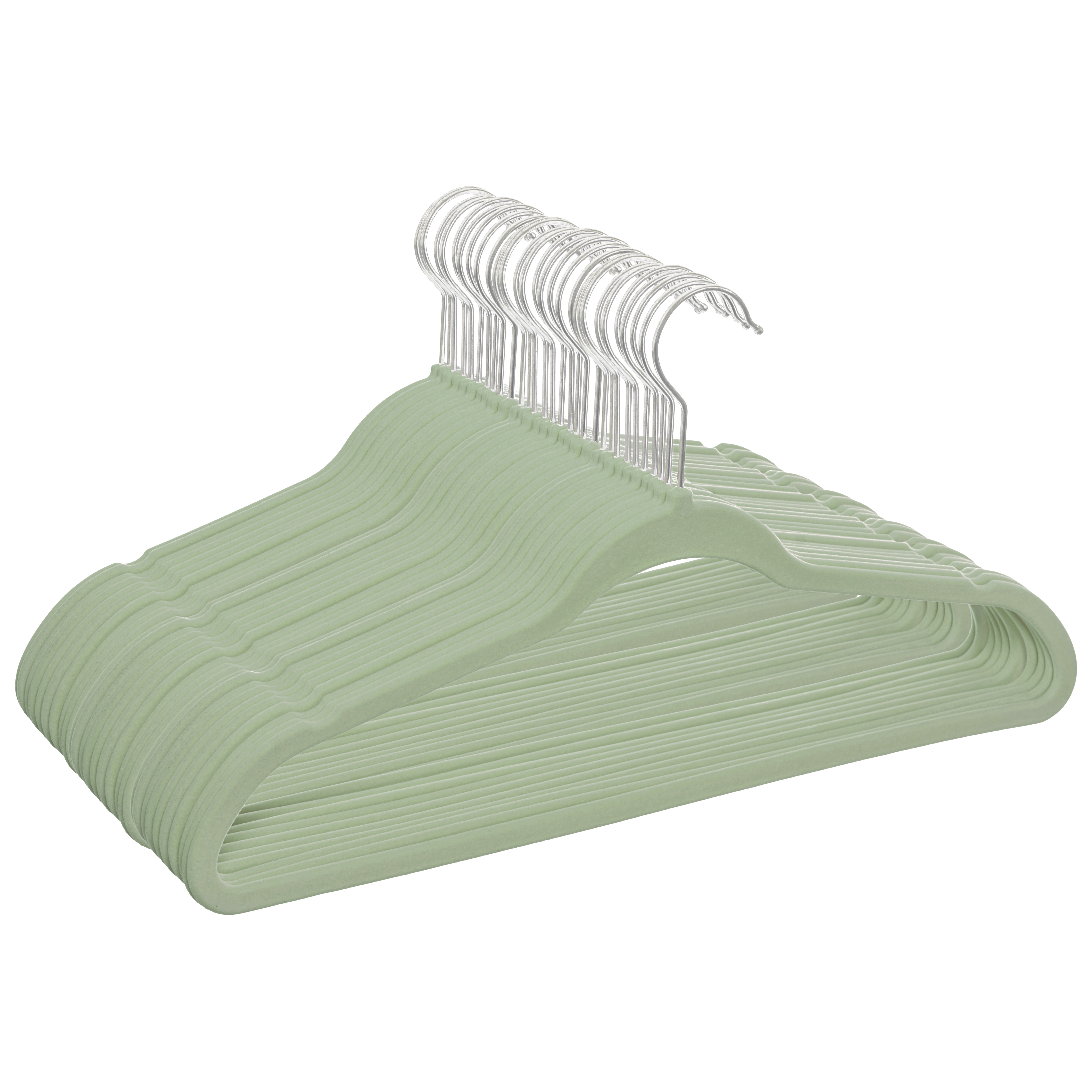 (2 pack) Better Homes & Gardens Non-Slip Velvet Adult Clothing Hangers, Green, 30 Count