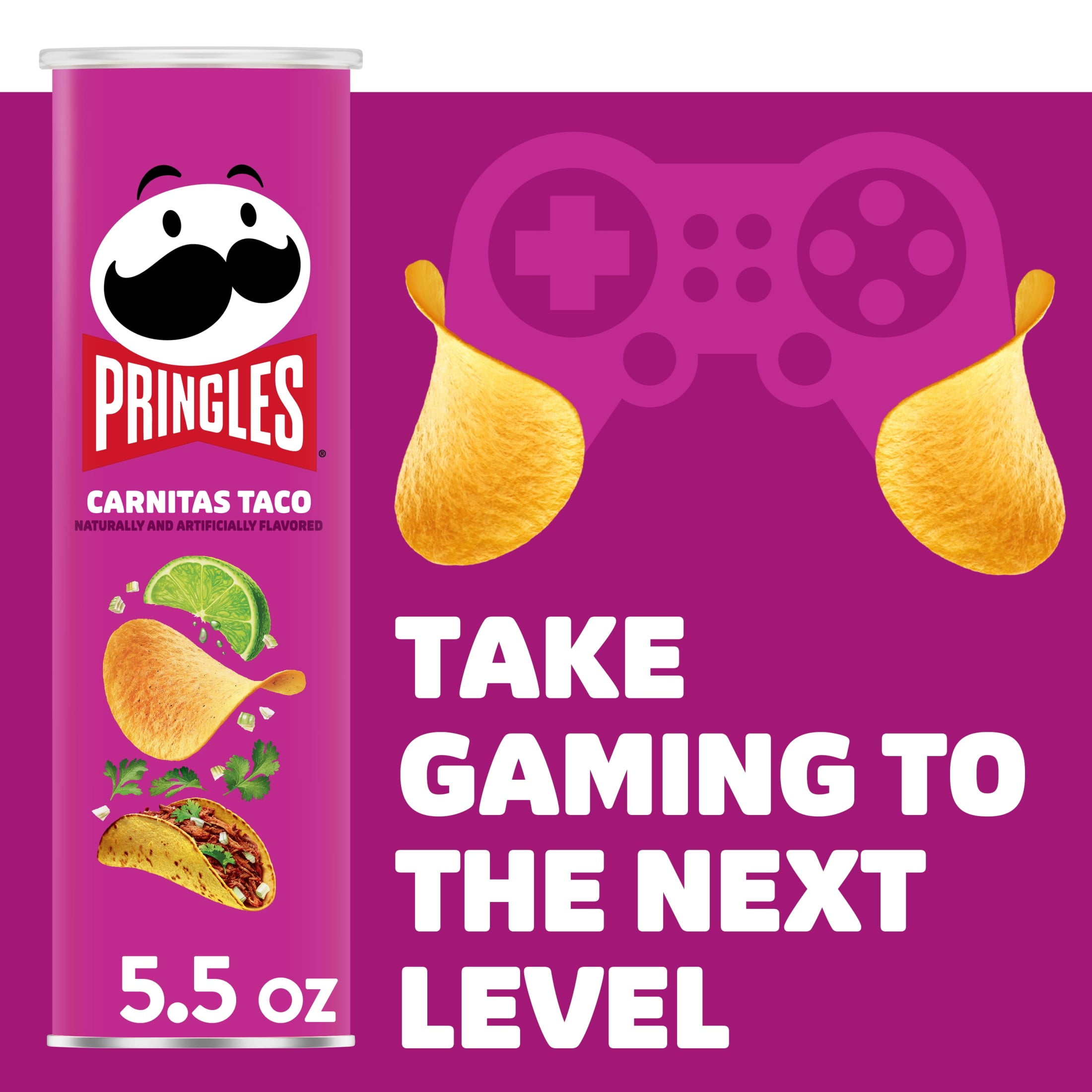 (14 pack) Pringles Carnitas Taco Potato Crisps Chips, Lunch Snacks, 5.5 oz Canister