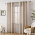 thumbnail image 4 of Cortinas Translúcidas de Lino Beige, 2 Paneles Texturizados Color Taupe, Cortinas Semi Translúcidas Estilo Granja, Cortinas de Privacidad para Ventana, 4 of 4