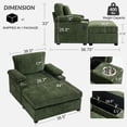 thumbnail image 2 of 53.8" D Oversized Chair and Ottoman Set, Modern Chenille Fabric with Storage, USB Ports & Cup Holders, Green, 2 of 7