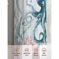 thumbnail image 6 of Teal Octopus Coastal Sheer Curtains 63 Inch Length 2 Panels Set, Summer Beach Ocean Coral Nautical Voile Window Treatment Rod Pocket Curtains Sheers Drapes for Bedroom/Living Room/Kitchen 52x"63"x2, 6 of 7