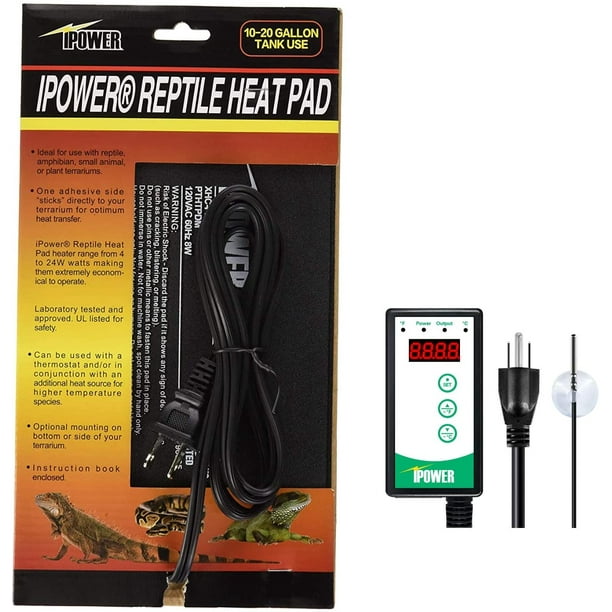 iPower PTHTPDCTRLV2HTPDM 6"x8" Reptile Heating Pad Under Tank Terrarium Heat Mat with Digital