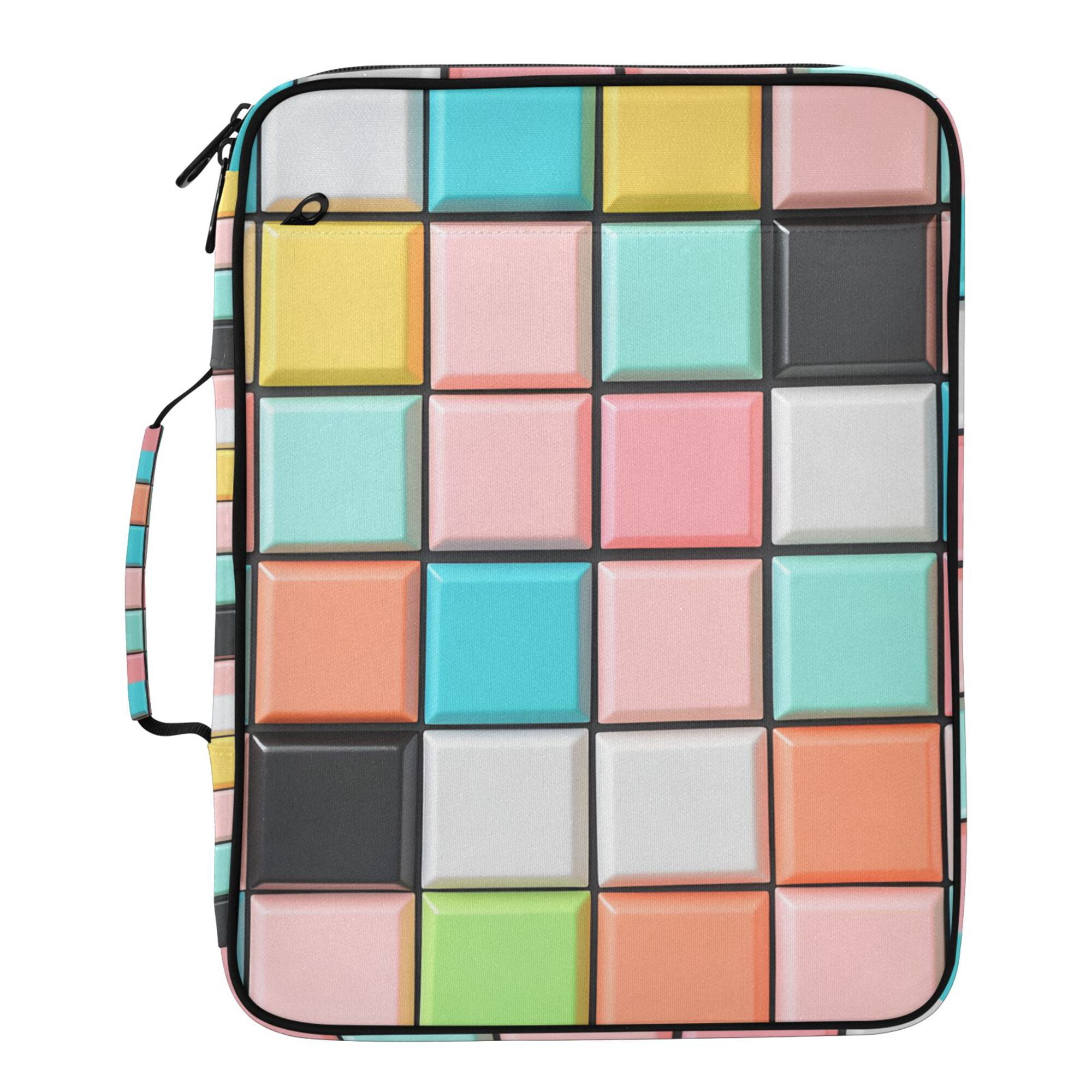 FORMRS Accordion File Folder A4 Size 7-Pocket Expanding Document Organizer Bag with 3 Ring Binder, Colorful Checkered Pattern
