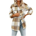 thumbnail image 2 of jsaierl Women's Flannel Plaid Shacket Long Sleeve Button Down Chest Pocketed Shirts Jacket Coats, 2 of 8