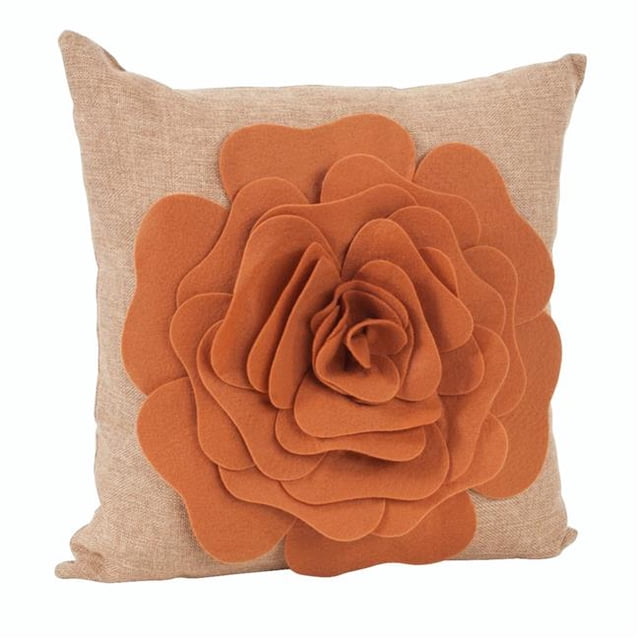 Saro Lifestyle FT331.CR17S 17 Po Carré Saro Fleur Conception Coussin - Caramel