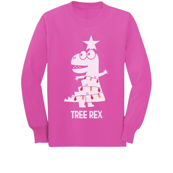 Tstars Boys Unisex Christmas Shirts Gift Tree Rex Cute Funny Humor T Rex Dinosaur Christmas Kids Family Holiday Shirts Xmas Party Christmas Gifts for Boy Toddler Kids Birthday Gift Long Sleeve T Shirt
