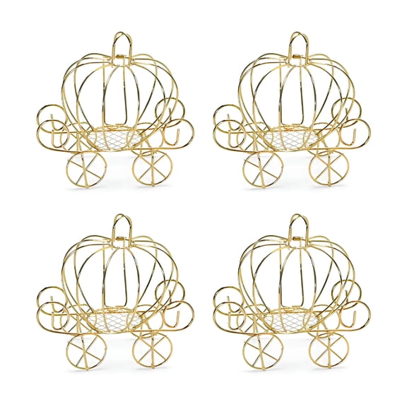 CCOCC 4Pcs Mini Plated Pumpkin Carriage Centerpiece,Candy Box for Wedding, Birthday,Halloween Party