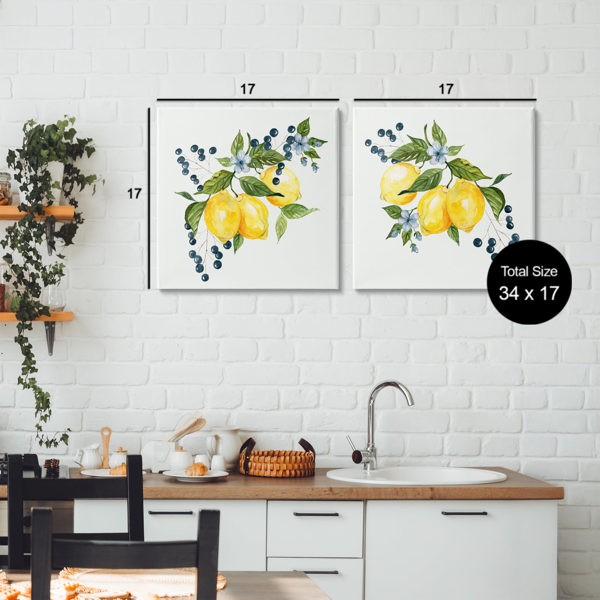 Stupell Industries Citrus & Berries Cluster 2 Piece Canvas Wall Art Set, design by Livi Finn