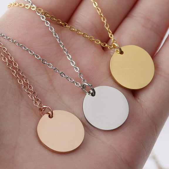 Xinyolin Unisex Round Pendant Necklace - Smooth Surface DIY Luster Jewelry Gift