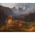 thumbnail image 3 of Adalbert Stifter 23x20 Black Modern Framed Museum Art Print Titled - Farmer's Mesh on a Mountain Lake (Approx. 1836-1838), 3 of 5