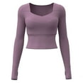 thumbnail image 6 of ZQUUVOU Women's Athletic Workout Tops Long Sleeve Round Neck Moisture Wicking Stretchy Shirts for Yoga Gym Purple, 6 of 9