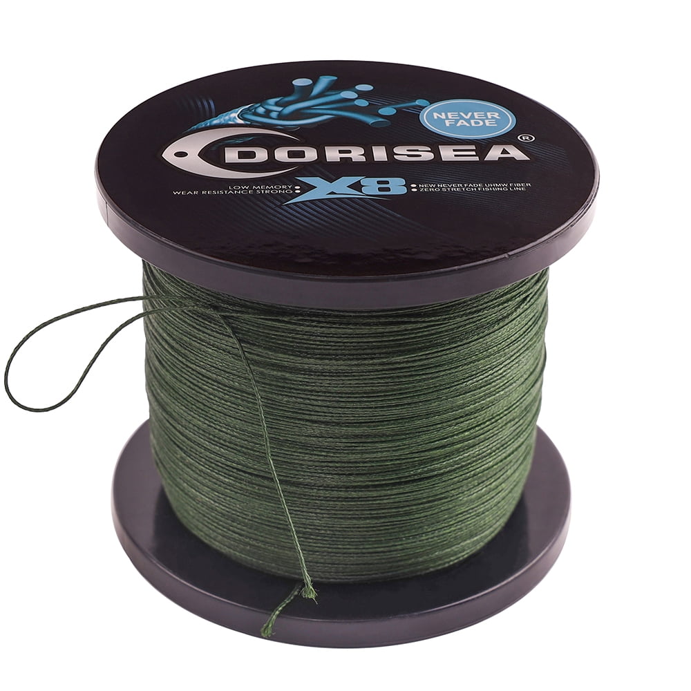 DORISEA 8 Strands 100% PE Braided Extreme Multifilament Fishing Wire Line,NEVER FADE Low-vis Green