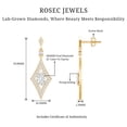 thumbnail image 4 of Rosec Jewels Lab Grown Diamond Dangle Earrings - Art Deco Earrings for Women - EF-VS Quality, 14K Yellow Gold, 4 of 6