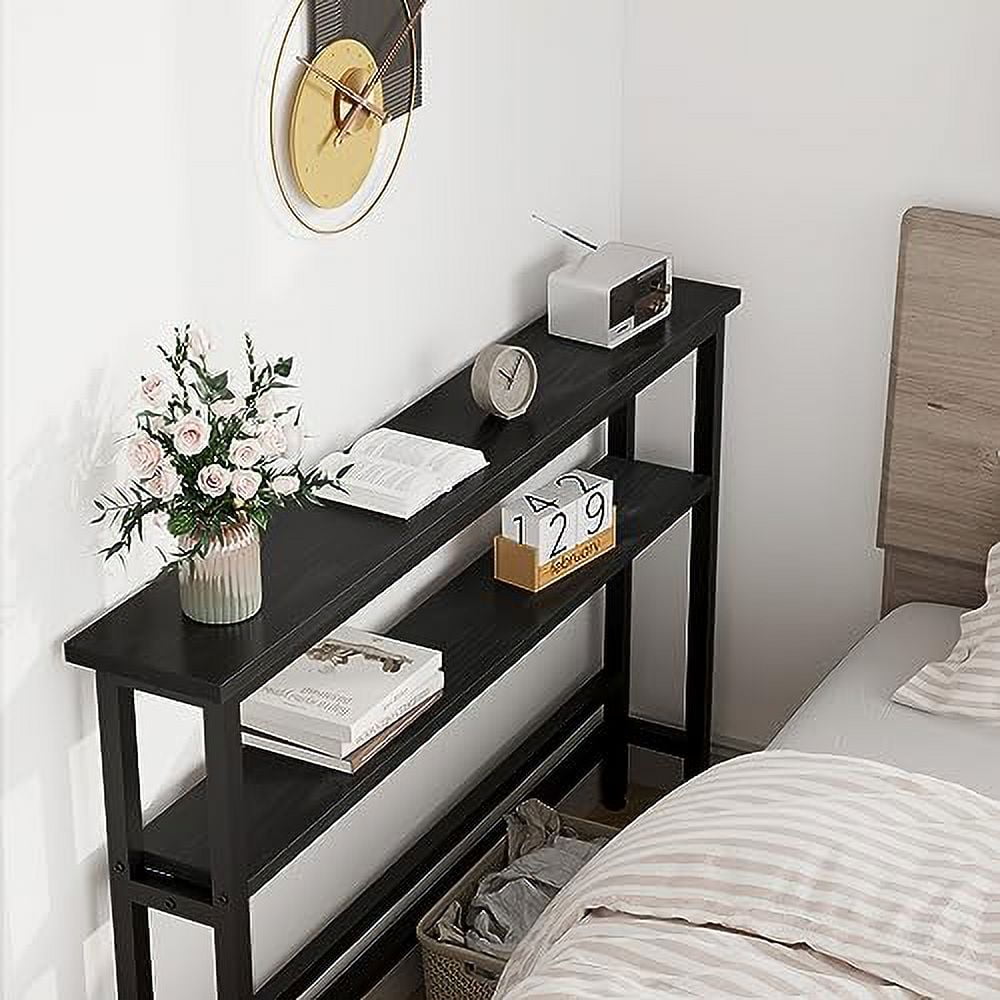 2024 New 2 Tier Entryway Table, Console Tables for Entryway, Industrial Sofa Table with Adjustable Shelf, Behind Couch Table for Living Room, Hallway, Foyer