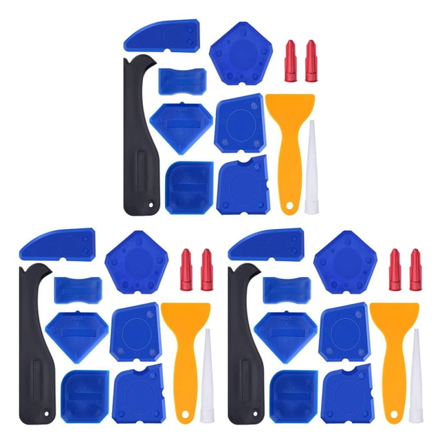 QualitChoice Kit d'Outils de Calfeutrage Réutilisable Accessoires en Silicone Applicateur de Colle pour Verre Ensemble de Finition Cuisine Bleu 3Ensemble