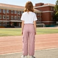 thumbnail image 5 of Dpytoraw Girls Solid Utility Cargo Pants Drawstring Elastic Waist Lightweight Trousers Pink Size 13-14 Years, 5 of 7