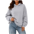 thumbnail image 4 of XRoczxe Women's Pullover Hoodie, Long Sleeve Fleece Sweatshirt with Kangaroo Pocket, Soft Casual Loose Fit Hooded Top for Fall Winter Lounge & Daily Wear, 4 of 8