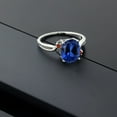 thumbnail image 4 of Gem Stone King 925 Sterling Silver Blue Created Sapphire and Red Garnet 3 Stone Ring for Women (3.34 Cttw, Oval 10X8MM, Gemstone September Birthstone, Size 7), 4 of 4