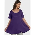 thumbnail image 4 of Women's Plus Size Short Sleeve Tunic Top - Casual Loose Fit Flare Swing T-Shirt, Basic Comfort, 4 of 6