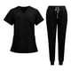 thumbnail image 5 of Uniformes de enfermería, conjunto de bata y pantalón de enfermera, para hombre y mujer, ropa de trabajo con escote Negro, 5 of 9