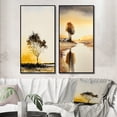 thumbnail image 1 of Designart "Countryside Tree Silhouette at Sunset I" Landscape Forest Framed Wall Art Set Of 2 - Country Yellow Framed Canvas Set For Living Room Decor, 1 of 6